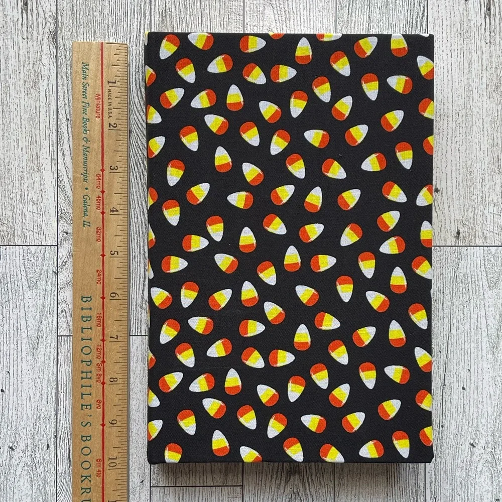 New Halloween Linen Wrapped Decorative Book Candy Corn Hand-Wrapped Spooky Decor - Picture 3 of 7